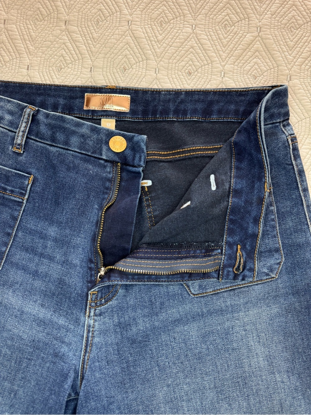 KUT from the Kloth Women's Meg High Rise Wide Leg Patch Pockets Jeans Size 12 - Picture 12 of 15